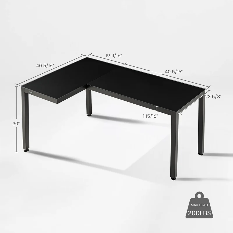 GTG - L60, L-Shaped Glass LED Gaming Desk (60"x40")