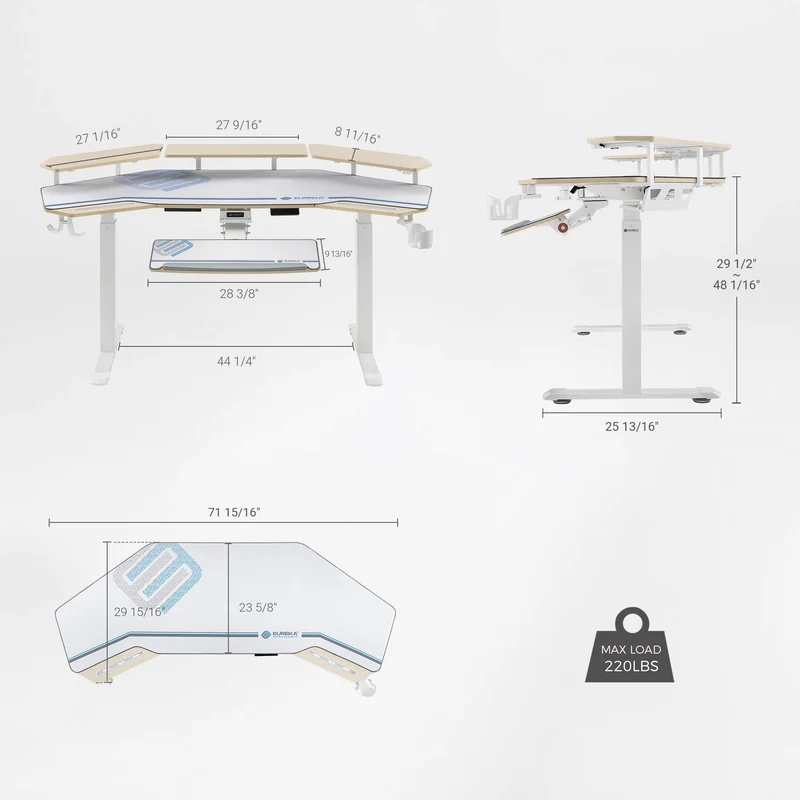 Aero Pro Wing-Shaped Standing Desk (72"x23")