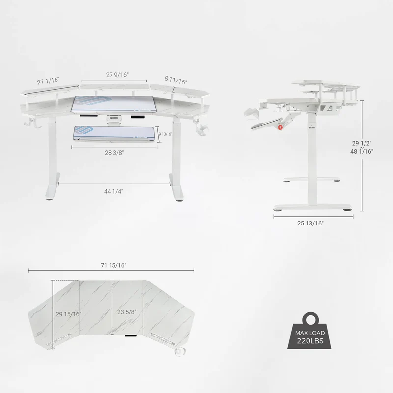 Aero Pro Wing-Shaped Standing Desk (72"x23")