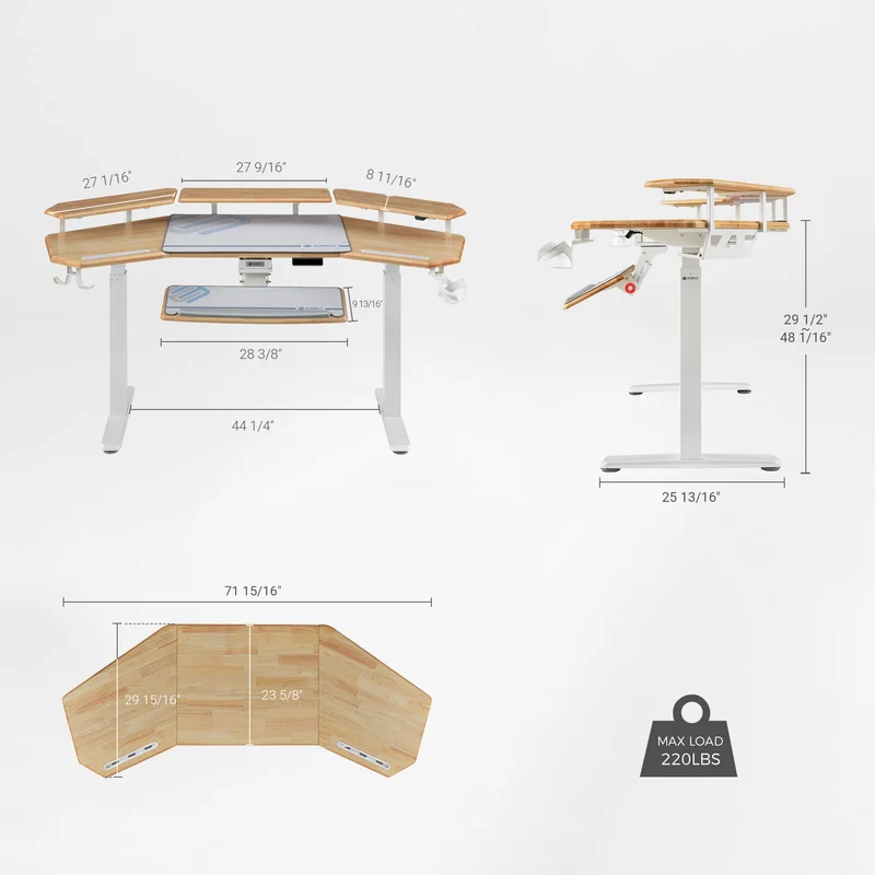 Aero Pro Wing-Shaped Standing Desk (72"x23")
