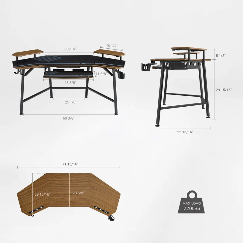 Aero Wing Shaped Studio Desk (73"x23")