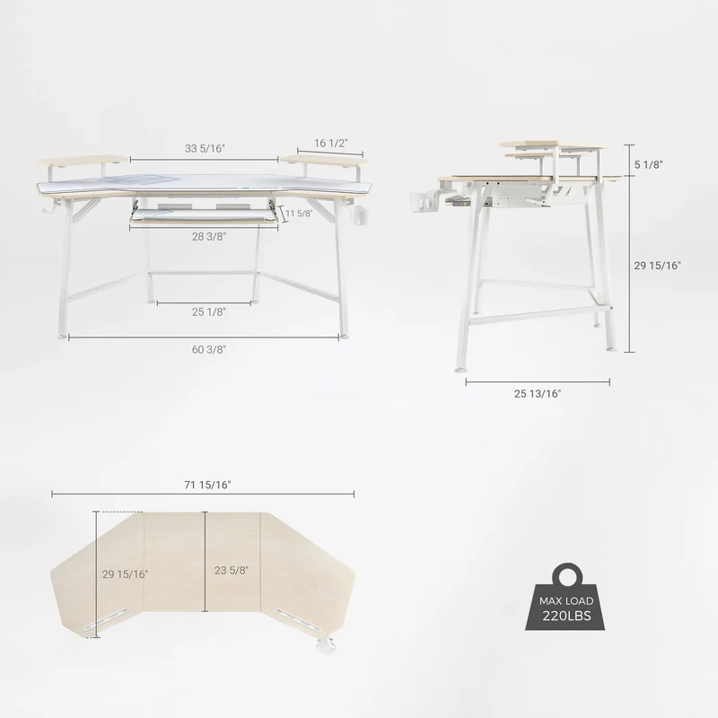 Aero Wing Shaped Studio Desk (73"x23")
