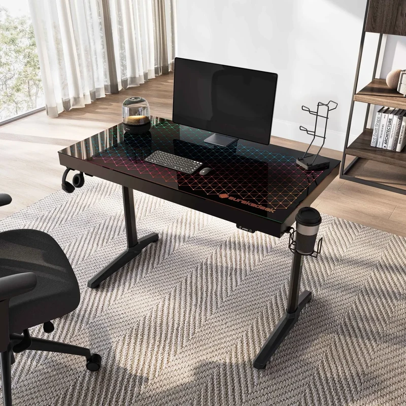 GTG - I43, LED Glass Desktop Gaming Desk (43"x23")