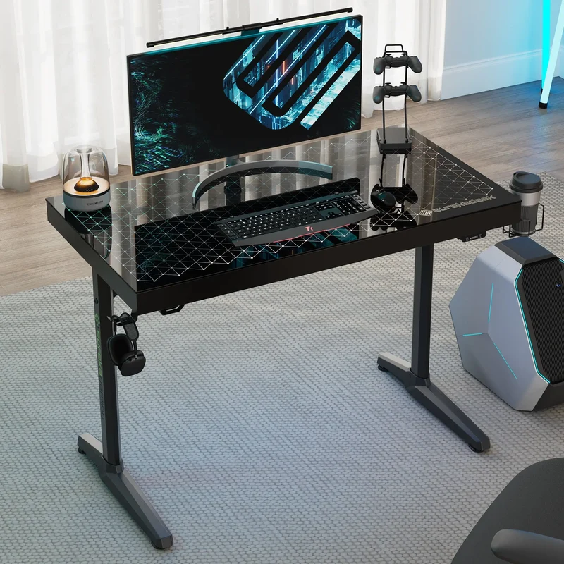 GTG - I43, LED Glass Desktop Gaming Desk (43"x23")