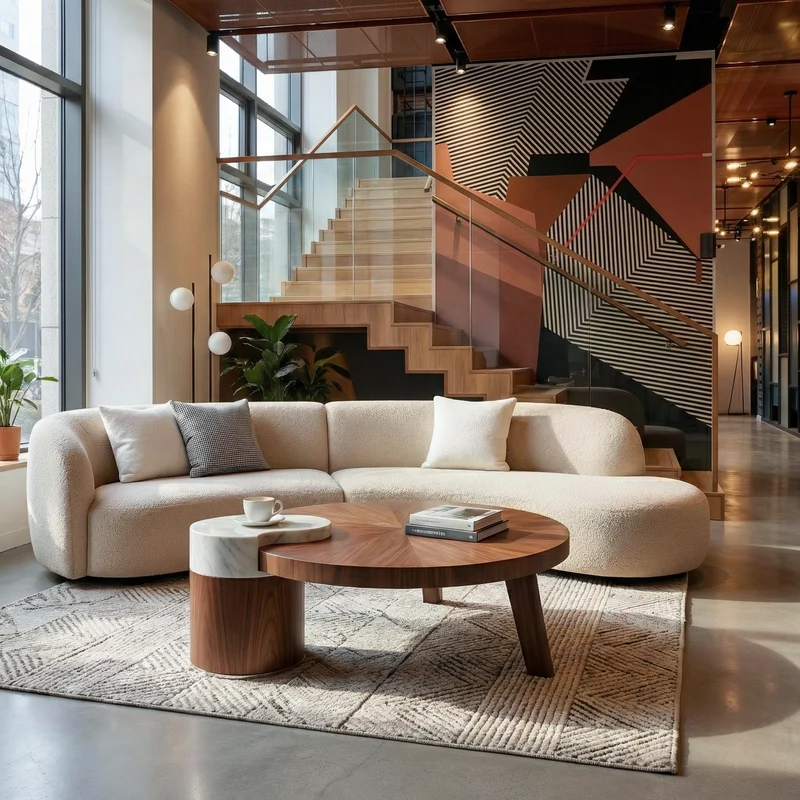 41" Irregular Round Solid Wood Walnut Coffee Table