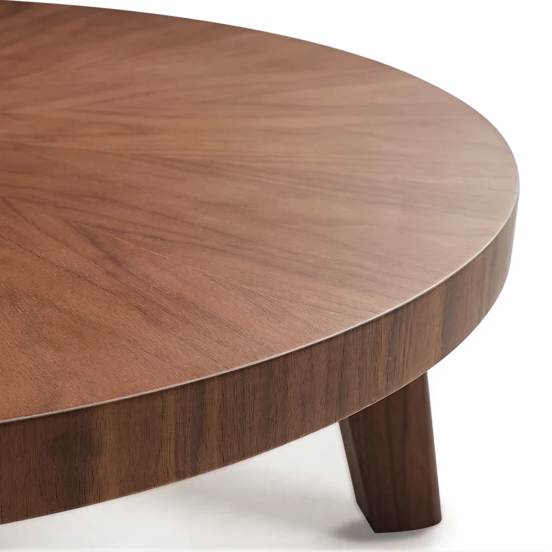 41" Irregular Round Solid Wood Walnut Coffee Table