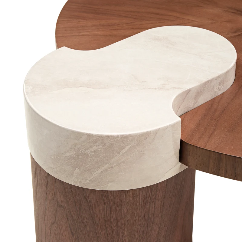 41" Irregular Round Solid Wood Walnut Coffee Table