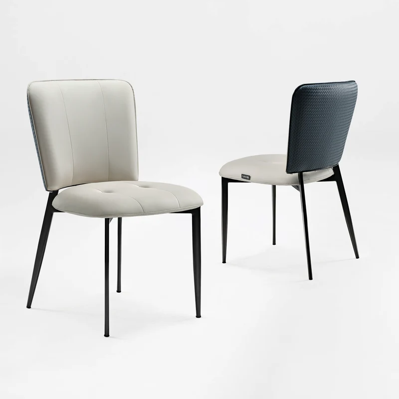 Aspen, Upholstered Dining Side Chairs Set of 2, Indigo Blue& Off-White