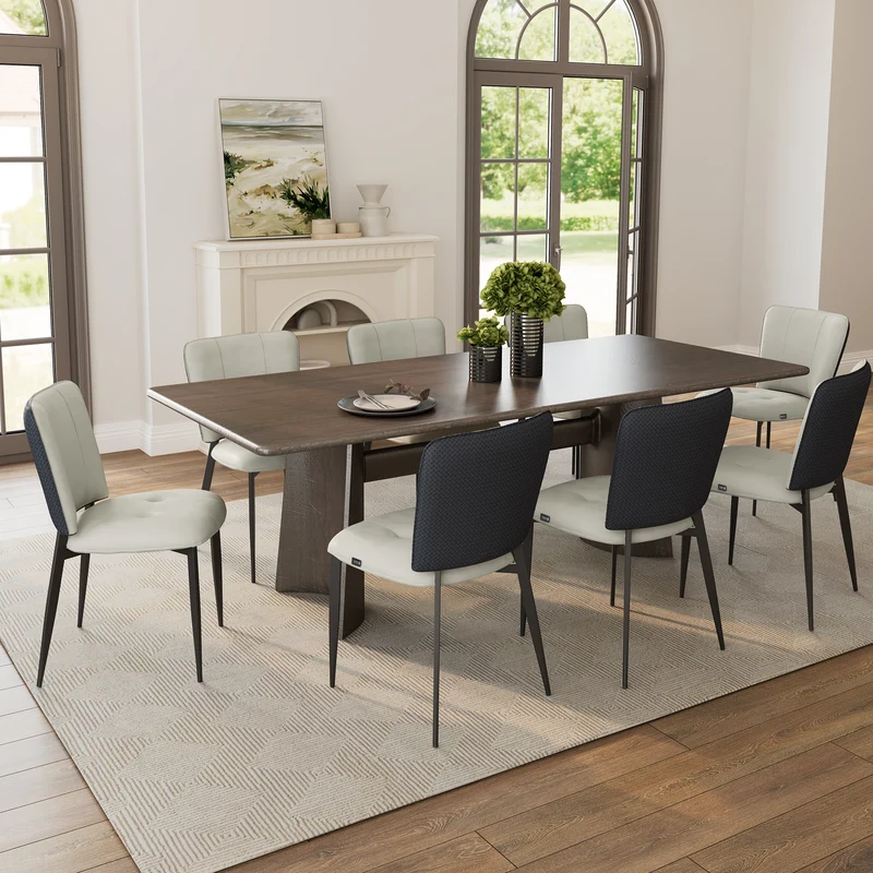 Aspen, Upholstered Dining Side Chairs Set of 2, Indigo Blue& Off-White