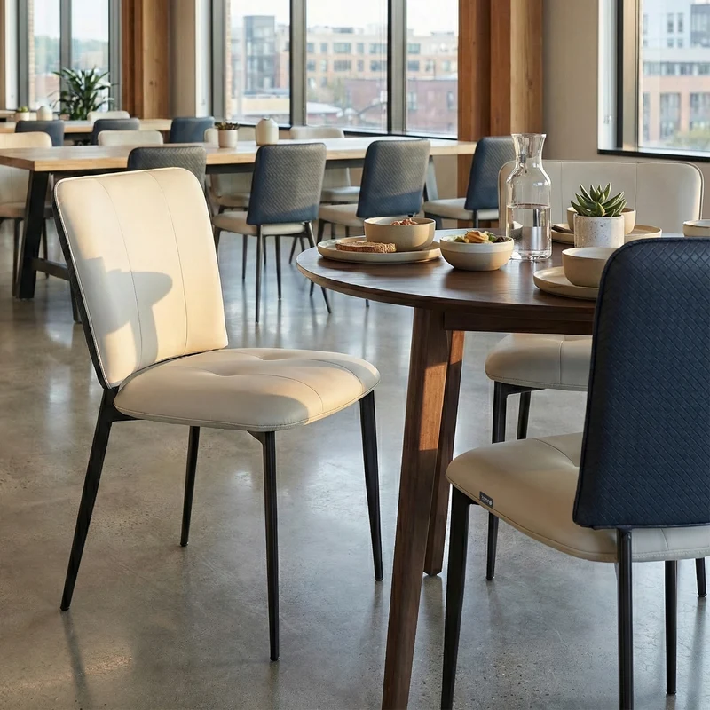 Aspen, Upholstered Dining Side Chairs Set of 2, Indigo Blue& Off-White