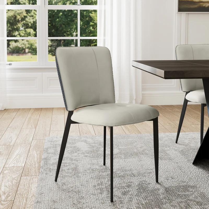 Aspen, Upholstered Dining Side Chairs Set of 2, Indigo Blue& Off-White