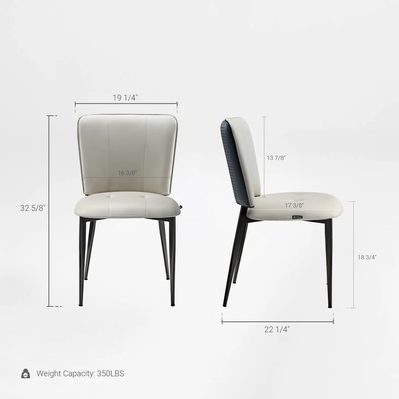 Aspen, Upholstered Dining Side Chairs Set of 2, Indigo Blue& Off-White