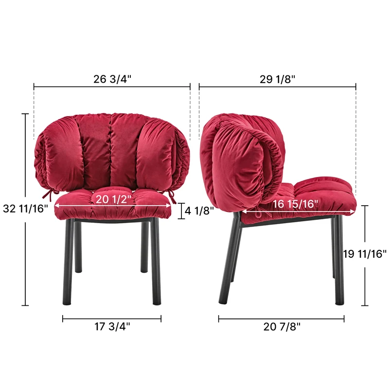Rlesana, Velvet Dining Side Chair 1 PC, Red/Green