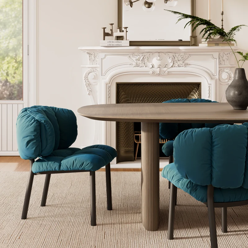 Rlesana, Velvet Dining Side Chair 1 PC, Red/Green
