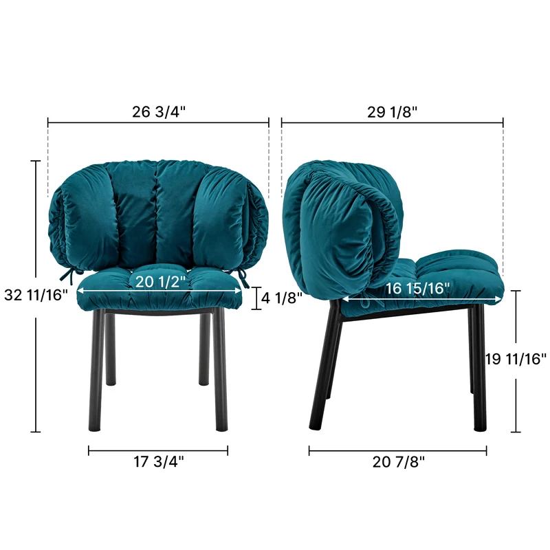 Rlesana, Velvet Dining Side Chair 1 PC, Red/Green