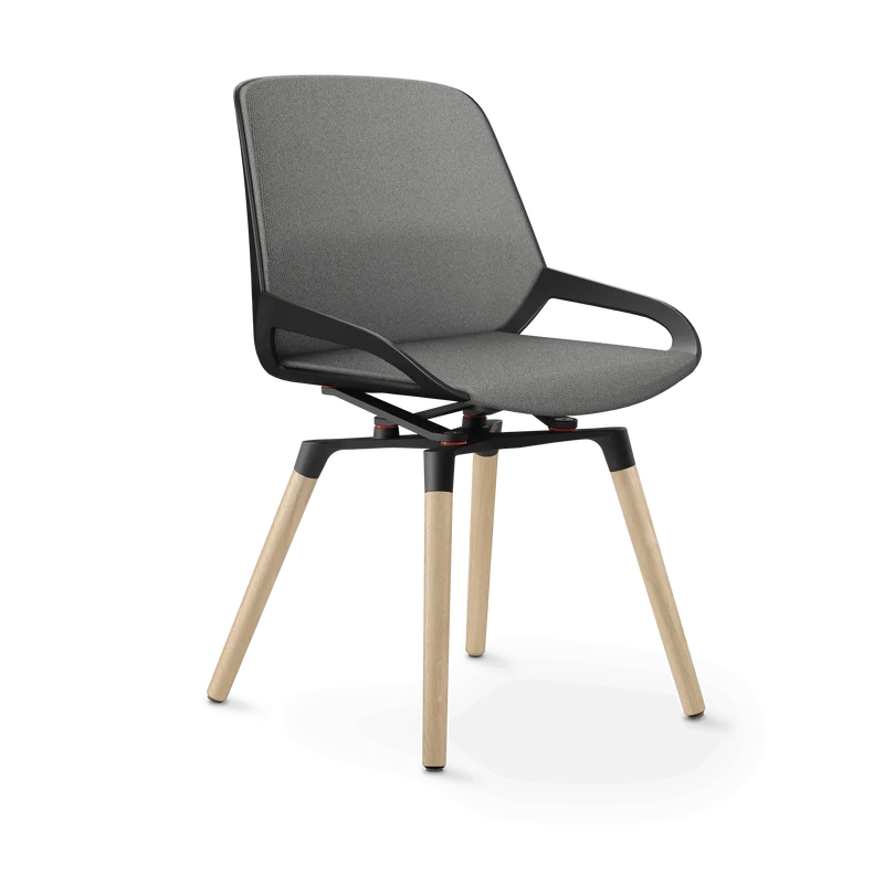 Aeris Numo Comfort Holzbeine Eiche Sitzbezug hellgrau meliert