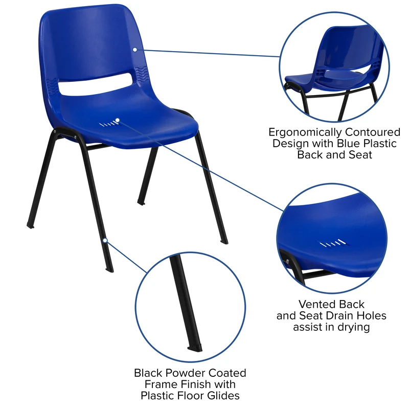 Ergonomic Shell Stack Chair - 16" Seat Daycare Home School
