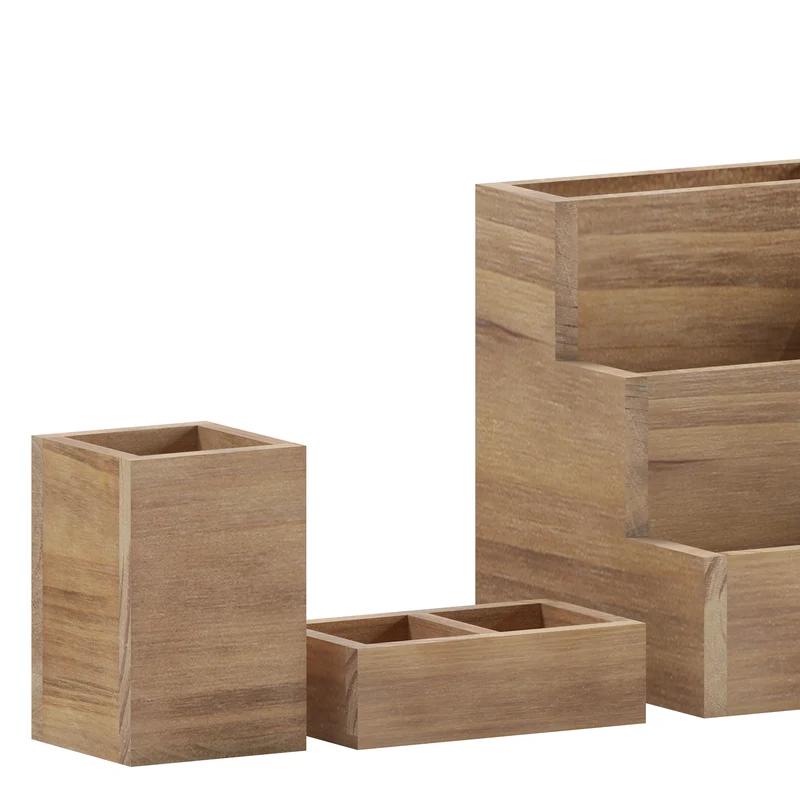 Nessa Three Piece Industrial Desk or Vanity Organizer Set with Foam Pads