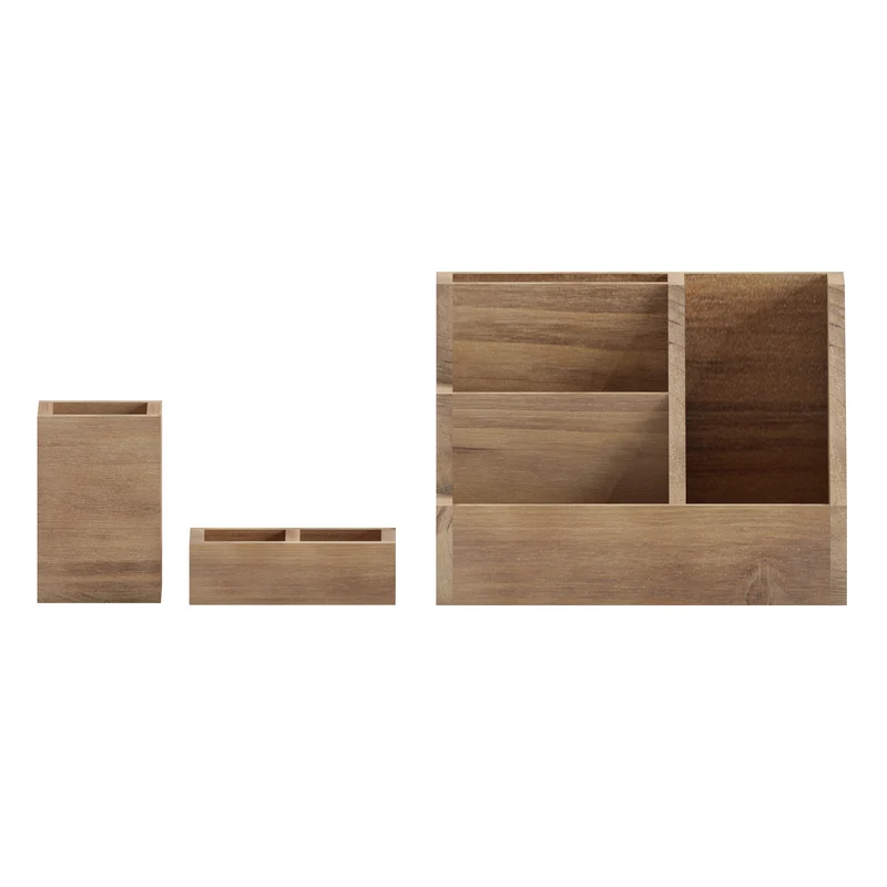 Nessa Three Piece Industrial Desk or Vanity Organizer Set with Foam Pads