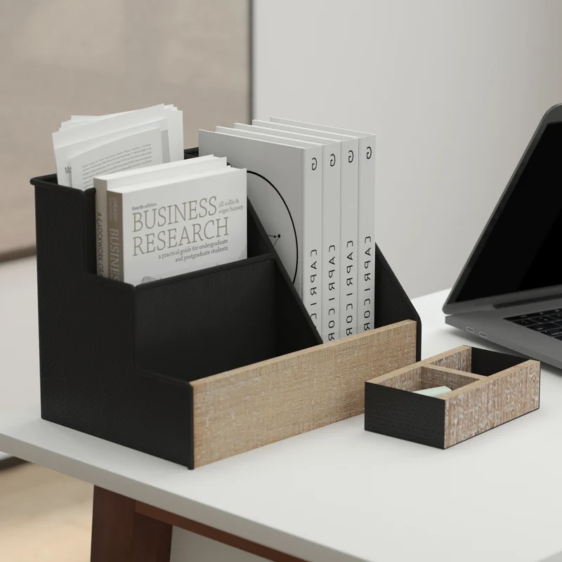 Nessa Three Piece Industrial Desk or Vanity Organizer Set with Foam Pads