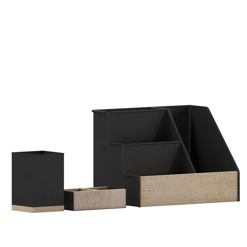 Nessa Three Piece Industrial Desk or Vanity Organizer Set with Foam Pads