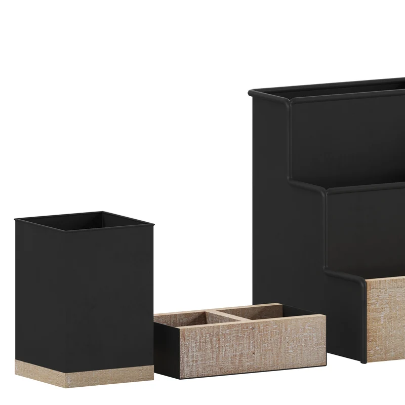Nessa Three Piece Industrial Desk or Vanity Organizer Set with Foam Pads