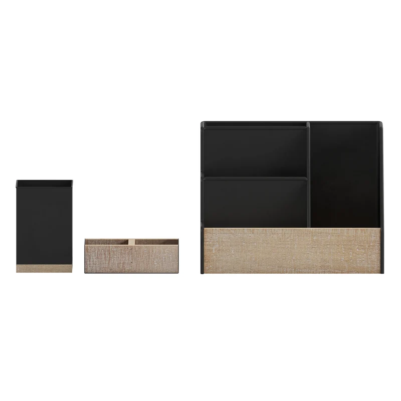 Nessa Three Piece Industrial Desk or Vanity Organizer Set with Foam Pads