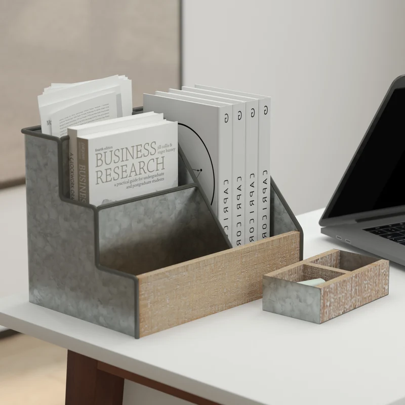 Nessa Three Piece Industrial Desk or Vanity Organizer Set with Foam Pads