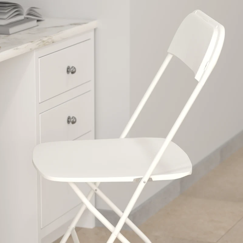 4 Pack of Zia All-Weather, Extra Wide Contoured Plastic Folding Chairs with Metal Frame and 650 lb. Static Weight Capacity