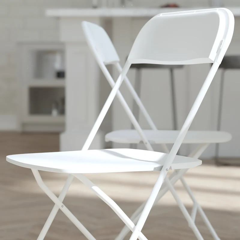 4 Pack of Zia All-Weather, Extra Wide Contoured Plastic Folding Chairs with Metal Frame and 650 lb. Static Weight Capacity