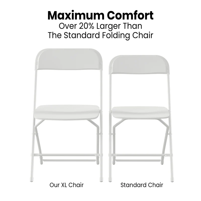 4 Pack of Zia All-Weather, Extra Wide Contoured Plastic Folding Chairs with Metal Frame and 650 lb. Static Weight Capacity