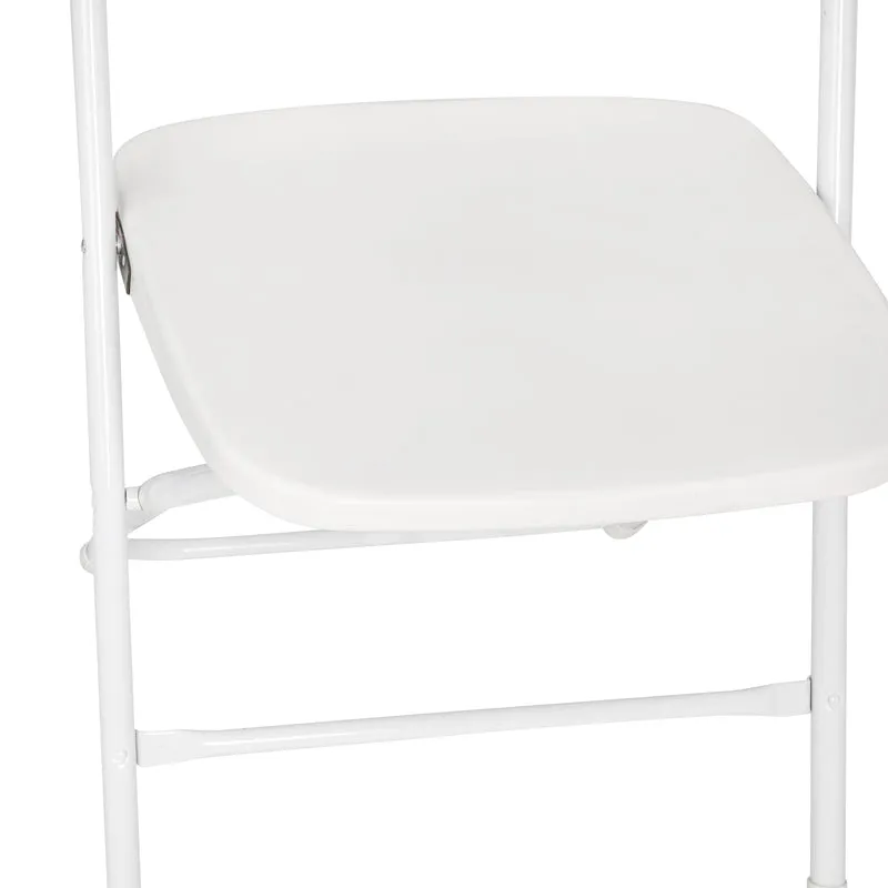 4 Pack of Zia All-Weather, Extra Wide Contoured Plastic Folding Chairs with Metal Frame and 650 lb. Static Weight Capacity
