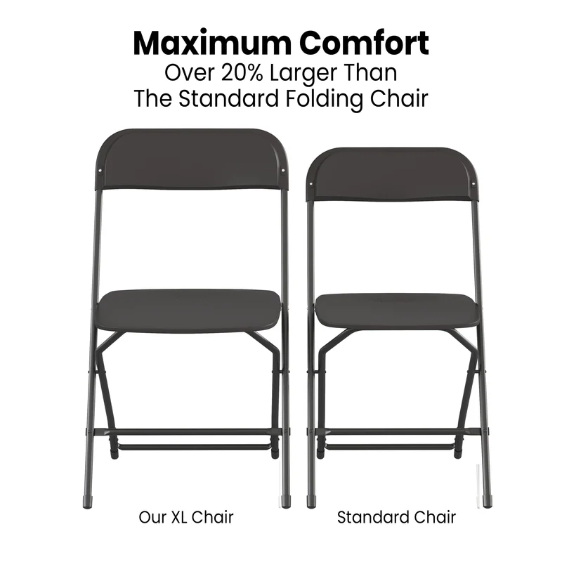 4 Pack of Zia All-Weather, Extra Wide Contoured Plastic Folding Chairs with Metal Frame and 650 lb. Static Weight Capacity