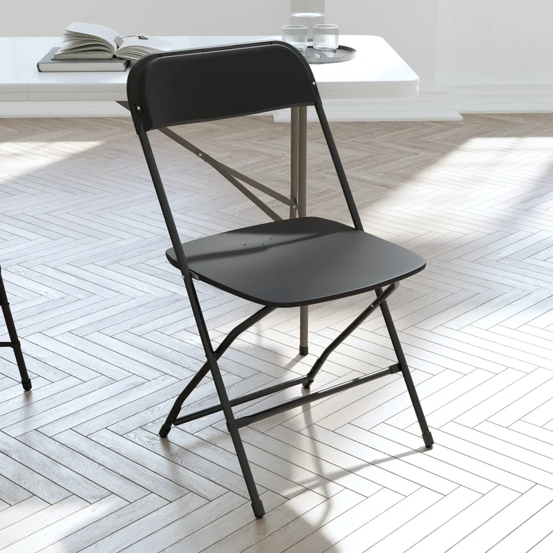 4 Pack of Zia All-Weather, Extra Wide Contoured Plastic Folding Chairs with Metal Frame and 650 lb. Static Weight Capacity