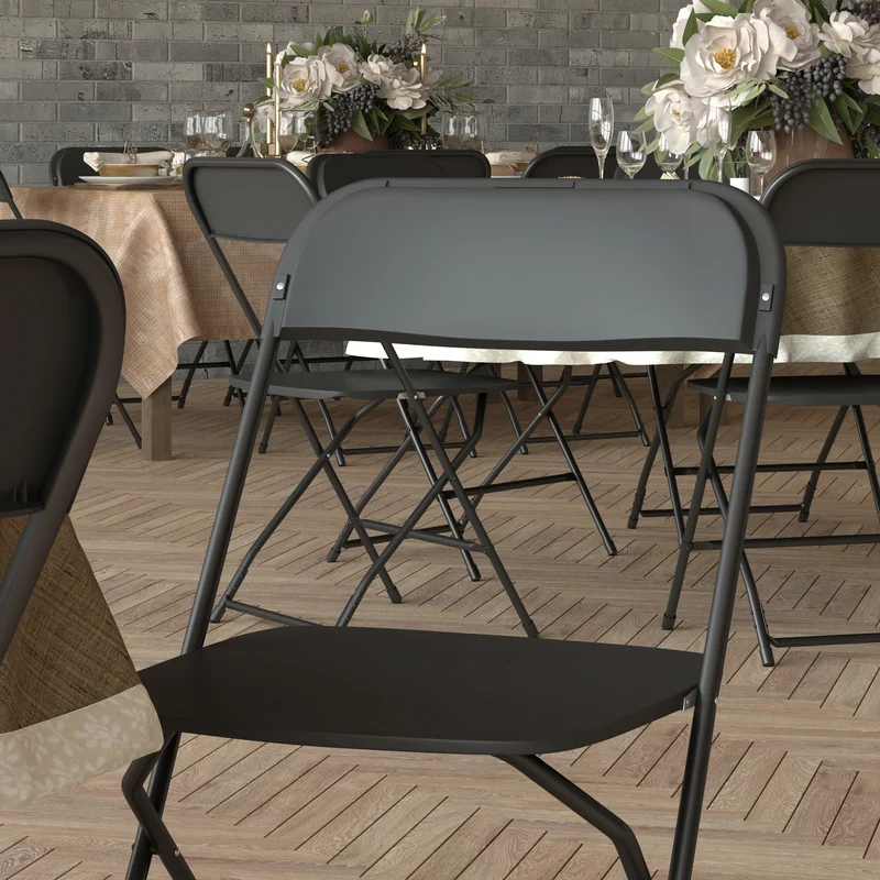 4 Pack of Zia All-Weather, Extra Wide Contoured Plastic Folding Chairs with Metal Frame and 650 lb. Static Weight Capacity