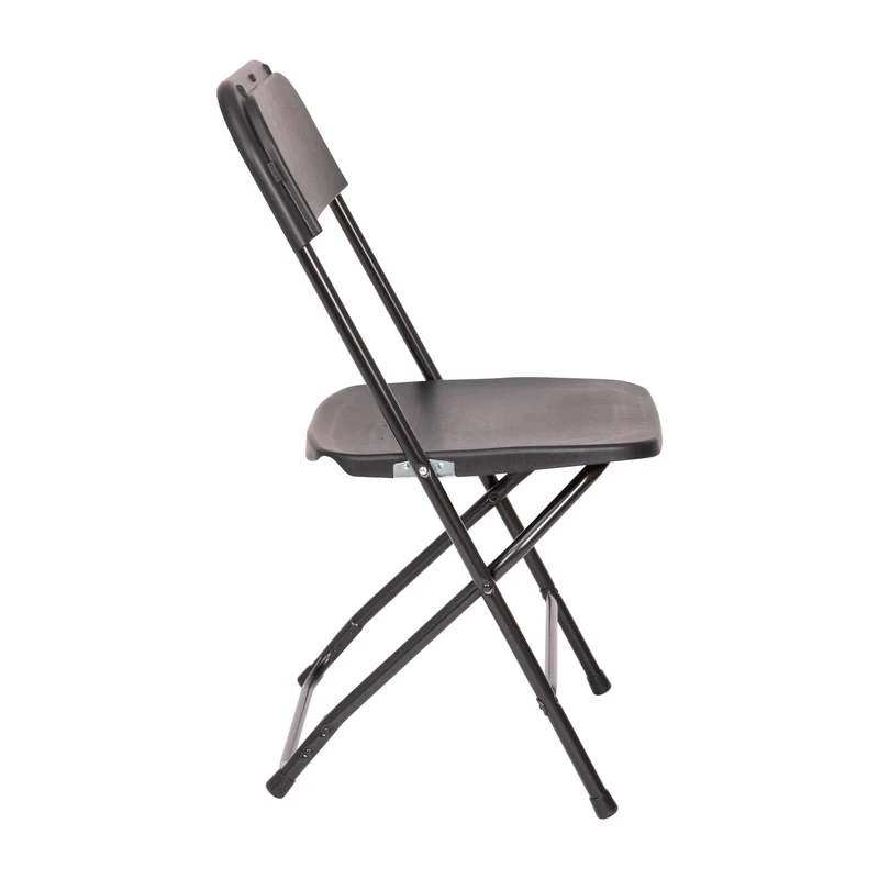 4 Pack of Zia All-Weather, Extra Wide Contoured Plastic Folding Chairs with Metal Frame and 650 lb. Static Weight Capacity