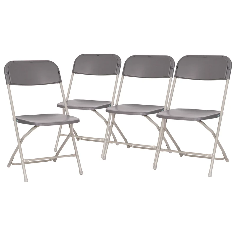 4 Pack of Zia All-Weather, Extra Wide Contoured Plastic Folding Chairs with Metal Frame and 650 lb. Static Weight Capacity