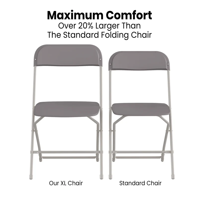 4 Pack of Zia All-Weather, Extra Wide Contoured Plastic Folding Chairs with Metal Frame and 650 lb. Static Weight Capacity