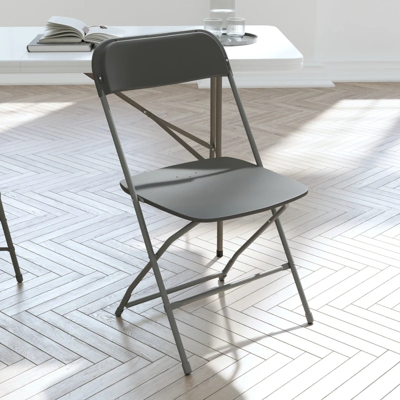 4 Pack of Zia All-Weather, Extra Wide Contoured Plastic Folding Chairs with Metal Frame and 650 lb. Static Weight Capacity