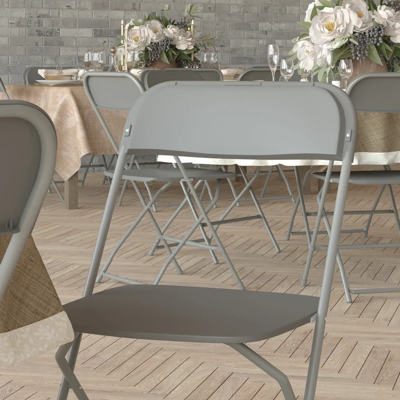 4 Pack of Zia All-Weather, Extra Wide Contoured Plastic Folding Chairs with Metal Frame and 650 lb. Static Weight Capacity