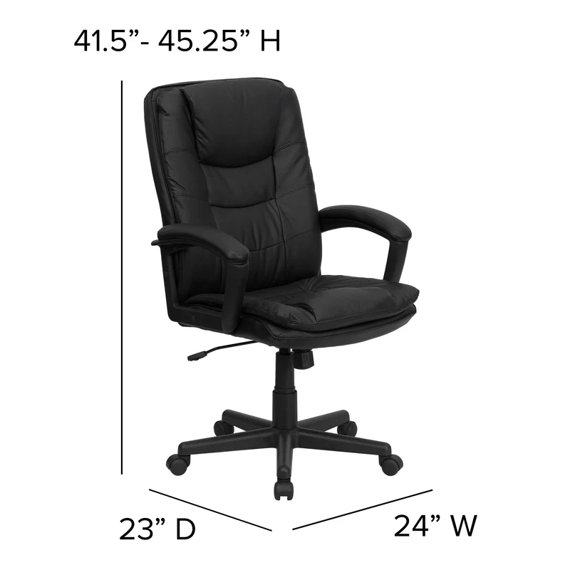 High Back Leather Executive Swivel Office Chair with Layered Padded Seat and Arms