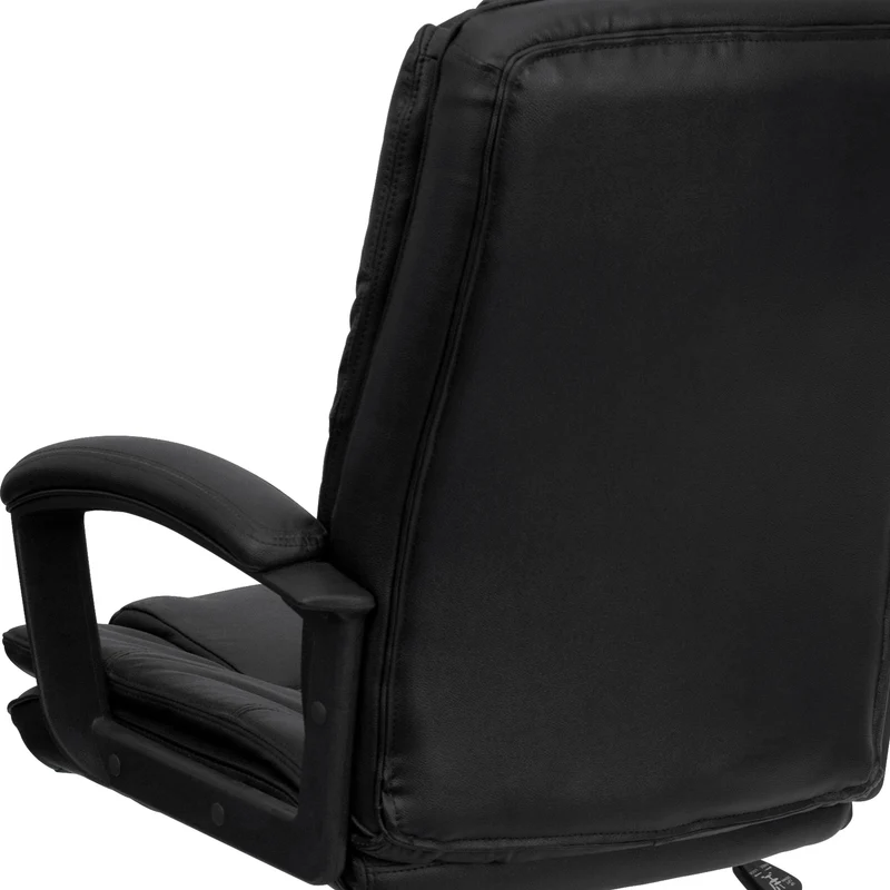 High Back Leather Executive Swivel Office Chair with Layered Padded Seat and Arms