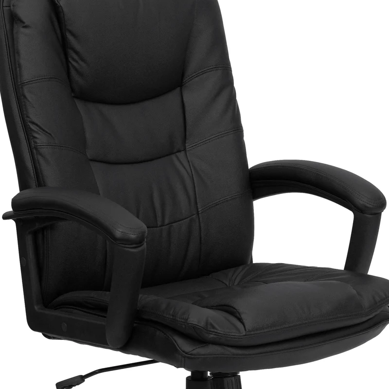 High Back Leather Executive Swivel Office Chair with Layered Padded Seat and Arms