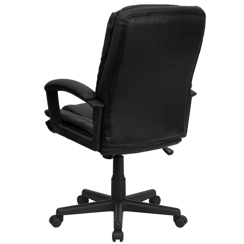 High Back Leather Executive Swivel Office Chair with Layered Padded Seat and Arms