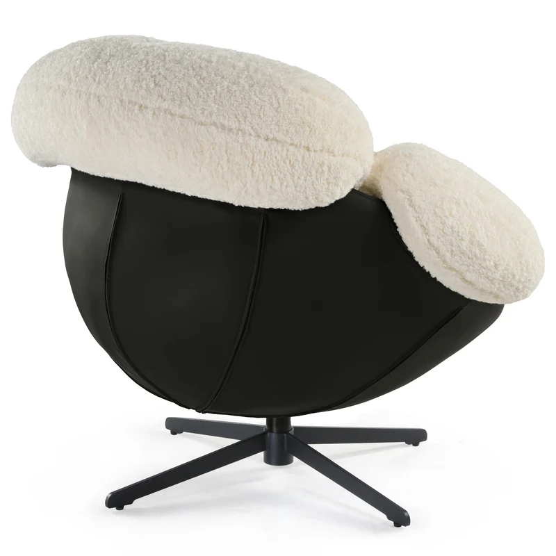 Cara, Modern Comfy Swivel Lounge Chair, White
