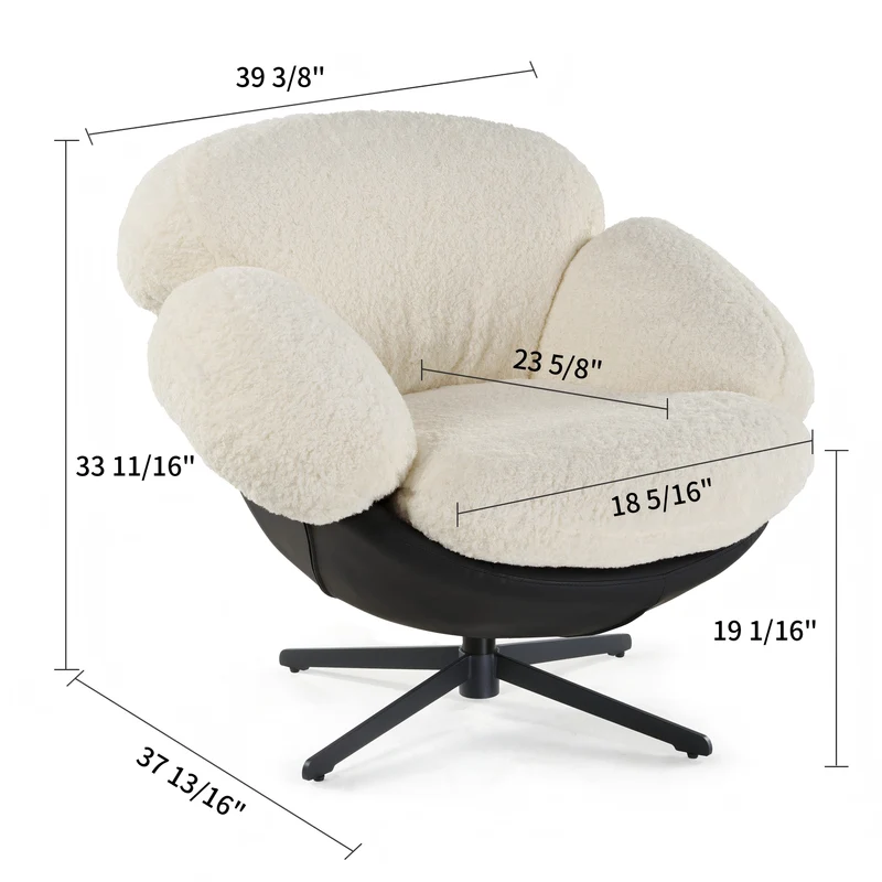 Cara, Modern Comfy Swivel Lounge Chair, White