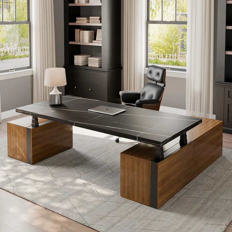 Zen Pro Series, 87"/72" Executive Standing Desk with Cabinets Set
