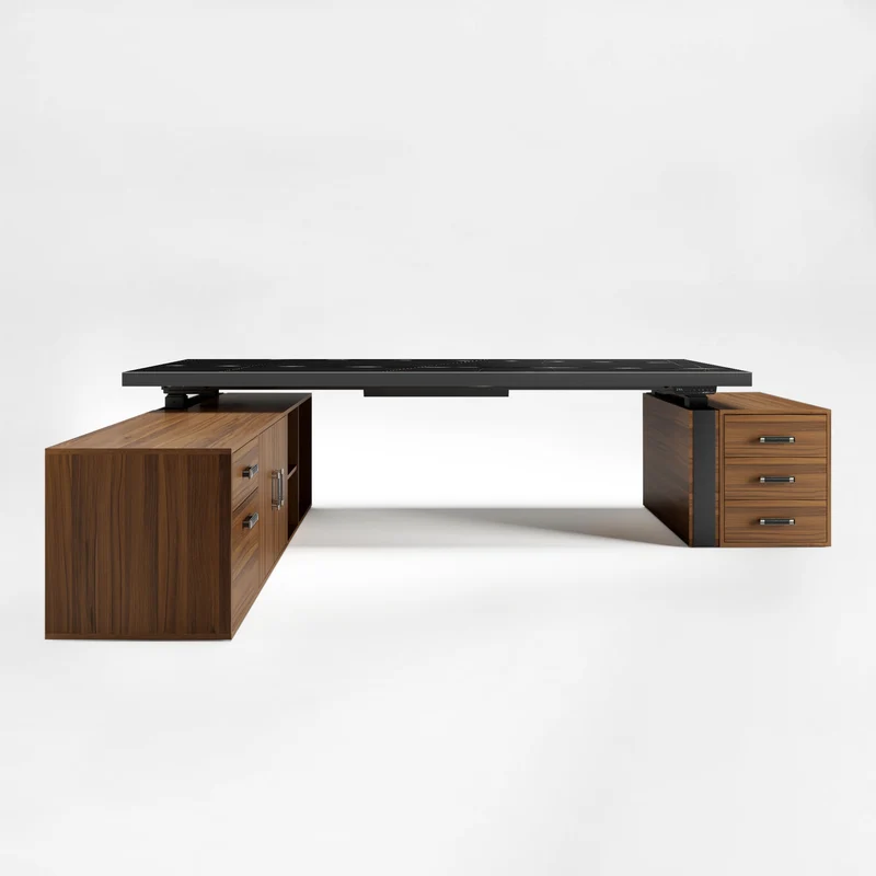 Zen Pro Series, 87"/72" Executive Standing Desk with Cabinets Set