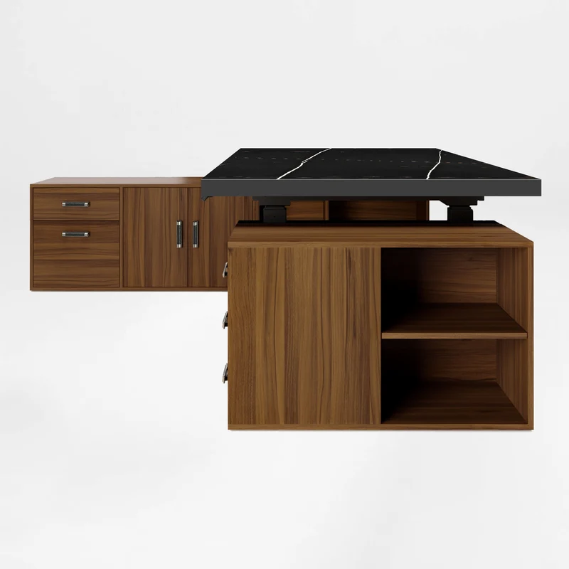 Zen Pro Series, 87"/72" Executive Standing Desk with Cabinets Set