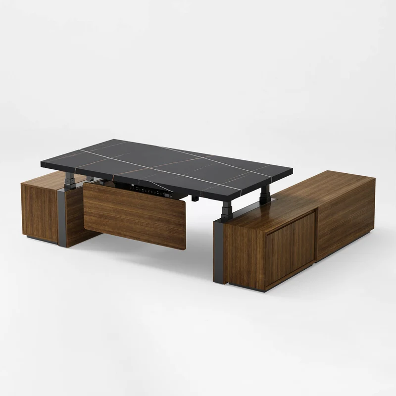 Zen Pro Series, 87"/72" Executive Standing Desk with Cabinets Set